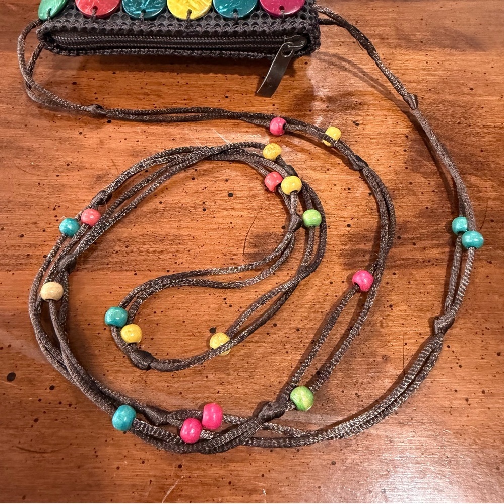 Multicolor Beaded Floral Crossbody Bag Small Women's Casual Handmade - Picture 4 of 4